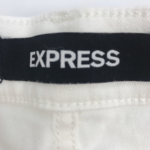 EXPRESS | High Waist Raw Hem Stretch Denim Shorts - Picture 5 of 7
